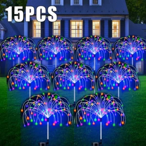 Solar LED Pathway Lichter Im Freien Wasserdichte Garten Dekor Feuerwerk Fee Solar Rasen Lampe Für Terrasse Gehweg Hof