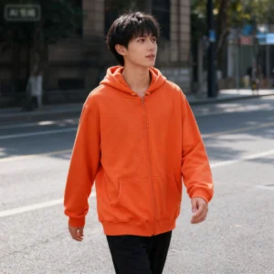 High Street Hoodie Männer Einfarbig Zip Up Langarm Lose Jacke Mäntel Casual Mit Kapuze Sweatshirt Y2K Mode Outdoor Kleidung