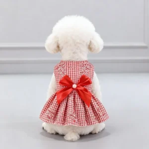 Kawaii Vertical Striped Summer Pet Clothes Soft with Bow Pet Dog Skirt Elastic Thin Dog Princess Dress