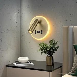 Moderne, vielseitige LED-Wandleuchte mit zwei USB-Anschlüssen, verstellbare seitliche Leselampen, moderne Schlafzimmer-Nachttischlampe