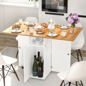 2-in-1 mobiler klappbarer Esstisch mit Rollen und Ablagefach, Küchentisch, geeignet für Küche, Wohnzimmer, Terrasse