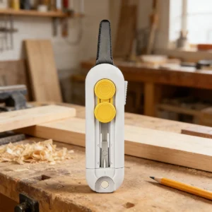 Mini-Kartonschneider mit Magnetverschluss und Sicherheitsverriegelung zum Öffnen von Paketen und Kartons, perfekt für den Heimgebrauch. ﻿