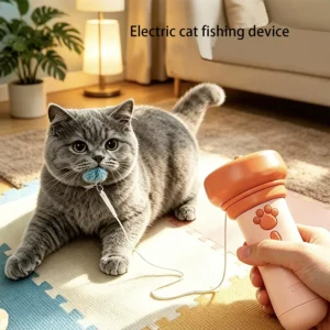 Electric Cat Teasing Tool Telescopic Rope Launcher Toy for Bored Relief Interactive Cat Wand Smart Cat Toy