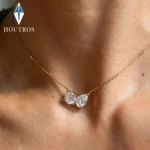 1CT runde und tropfenförmige Moissanit-Anhänger-Halskette für Damen, 925er Sterlingsilber, 18 Karat vergoldet, Halskette, Hochzeitsschmuck, GRA