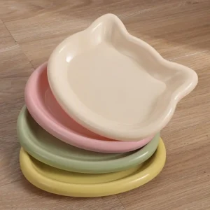 Home Pet Cat Bowl - Plastic Food Dish for Kittens  Low-Profile Bowl for Canned Snacks Freeze-Dried  Non-Slip Cat Feeding Plate
