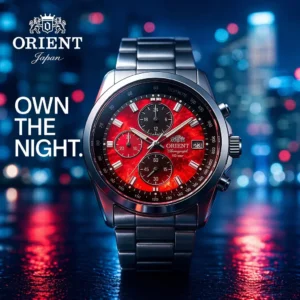 Japan Orient Quarz-Chronograph Herrenuhr Tachymeter Datum 100M Wasserdicht Edelstahl Sportuhr
