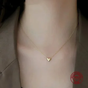 LGKGL 925 Sterling Silber Glänzend Herz Anhänger Vergoldet 14 Karat Gold Halskette Frauen Mode Temperament Jahrestag Schmuck