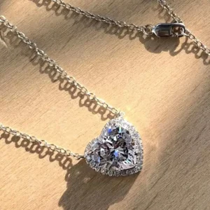 Echte s925 Silber Herz Halskette Frauen 10mm Herz Diamant Anhänger Halskette weiblichen Luxus Schmuck glänzend 5a Zirkon Mädchen Geschenk Dame