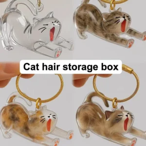 Cat Hair Storage Box Cat Accessories Cute Cat Supplies Clear Cat Fur Keychain Pet Gifts Cat Memorial Gifts Keychains