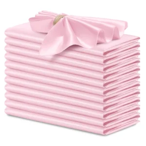 12 Stück rosa Satin-Servietten, 30,5 x 30,5 cm, weiche Tischservietten für romantische Hochzeiten, Party, Abendessen, Tischdekoration