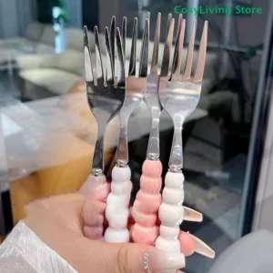 Steakgabel aus Edelstahl mit Perlengriff, Dessertgabel, Salatgabel, Dessert- und Pastagabel, Küchenzubehör und Gadgets