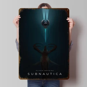 Subnautica Leviathan and Escape Pod Poster Customized Wall Art Vintage Metal Signs Retro Tin Plaque for Man Cave Decoration Home