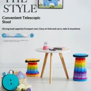 Thickened Travel Outdoor Family Rainbow Folding Stool Portable Camping Telescopic Stool Easy To Operate Hard And Stable