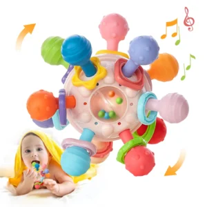 Montessori Baby Zahnen Spielzeug Sensorischen Kauen Zahnen Ball Rassel Greifen Aktivitäten Babys Spielzeug für 0-18 Monate Mädchen jungen Geschenke