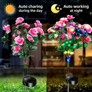 LED-Solarleuchte, wasserdicht, Azalea-Solarblumenlampe, dekorativ für den Außenbereich, für Garten, Hof, Rasen, Wegbeleuchtung, Urlaub, Hochzeitsdekoration