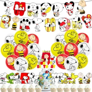 Heißes Snoopy Party-Zubehör-Set: Wimpelkette, Luftballons, Tortenaufsatz für Happy Birthday Cupcakes, Dekoration, Babyparty-Geschenk, Neu
