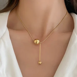 316L Edelstahl Gold Farbe Runde Kugel Perlen Anhänger Halskette Für Frauen Lichtecht Halsband Schmuck Mädchen Geschenke Party
