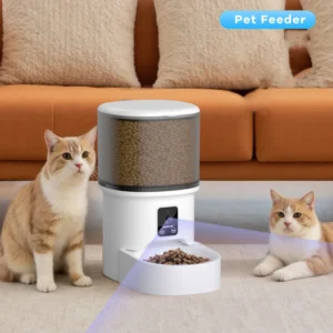 4L visual automatic cat feeder - timed pet feeder for cats and dogs, with dry food dispenser, no food stuck, desiccant bag