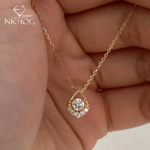 NKHOG 0,5 CT echter Moissanit S925 Silber Anhänger Halskette für Frauen funkelnde Labor-Diamant-Halskette 18 Karat vergoldet edler Schmuck Geschenk