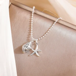 Neues Frisches Design Niedlicher Seestern Persönlicher 925 Sterling Silber Schmuck Kreative Muschel-Stern-Anhänger Halsketten XL169