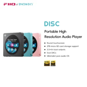 FIIO DISC Tragbarer HiFi-Musikplayer, Dual-DAC-Player mit 3,5mm & 4,4mm Ausgängen, Bluetooth 5.4 LDAC, Runder Touchscreen