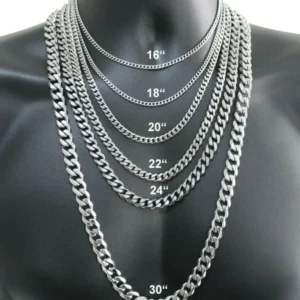 Herren-Halskette aus 925er-Sterlingsilber, 2/4/6/8/10/12 mm, 40–75 cm, Gesichtskette, Karabinerverschluss, Herren- und Damen-Verlobungsschmuck