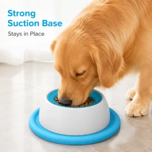Cat Slow Feeder Bowl with Suction Base, Interactive Lick Bowl for Wet Dry Food and Treats, Anti-Slip Feeding Dish