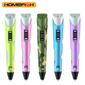 HOMEFISH Elektronischer 3D-Druckstift mit 9M PLA-Verbrauchsmaterial Hochtemperatur 3D-Graffiti-Werkzeug Intelligentes Spielzeug Geschenk
