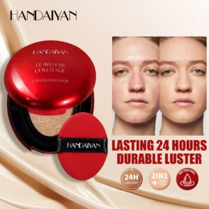 Korean Air Cushion Foundation – Leichter, natürlicher, feuchtigkeitsspendender Concealer, aufhellende, ölkontrollierende, langanhaltende Make-up-Basis für Damen