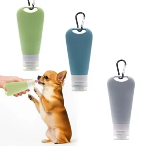 90 ml Silikon-Wasserflaschen-Futterspender, mit Karabiner, tragbare Reiseflaschen für Haustiere, Hunde, Outdoor-Training, Reisen