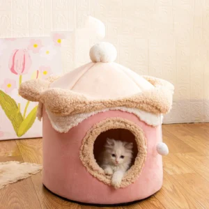 Haustier-Zelt-Höhlenbett für Katzen, kleine Hunde, selbstwärmendes Eis, Katzenzeltbett, Katzenhütte, bequemes Haustier-Schlafbett