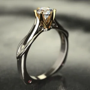 Reiner 18K Gold Moissanit-Ring für Damen mit Edelsteinen, Paar-Schmuck für Hochzeit und Verlobung, Valentinstag- und Jubiläumsgeschenk
