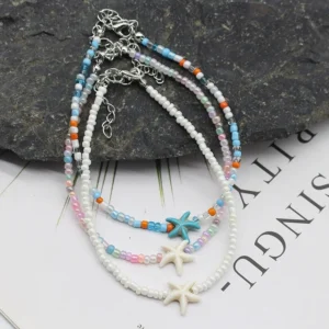 Bohemian Strand Shell Seestern Perlen handgemachte Meeresschildkröte Charme Fußkettchen Armband Modeschmuck für Frauen Sommer Strand Party