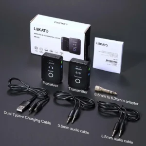Drahtloser Kopfhörermonitor LEKATO MS-02 Drahtloses In-Ear-Monitorsystem 2,4 G Stereo IEM mit Sender Beltpack-Empfänger