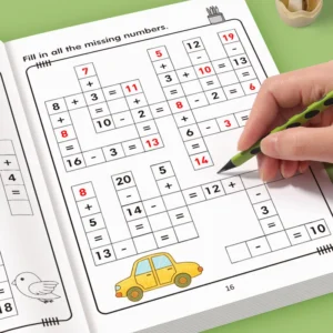 32 Seiten Kreuzworträtsel Addition Subtraktion Mathe-Arbeitsbuch für 3–8 Jahre