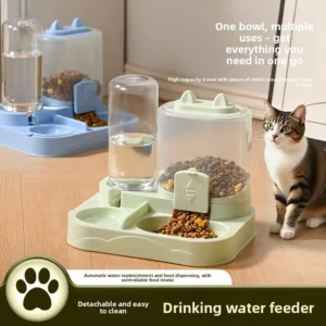 Automatic cat food feeder, cat bowl, dog bowl, cat food and water dispenser, integrated cat bowl, pet double bowl