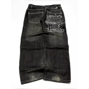 American Y2K Street Trend Letter Embroidered Loose Jeans Men Harajuku New Hip Hop Oversized Wide-leg Pants Unisex Mopping Jeans