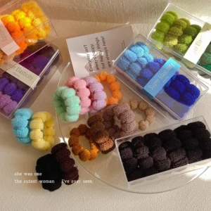 6 Stück Handtuch-Haargummis in Box, hochelastisch, langlebig, sanft zu den Haaren, Haarbänder, Accessoires