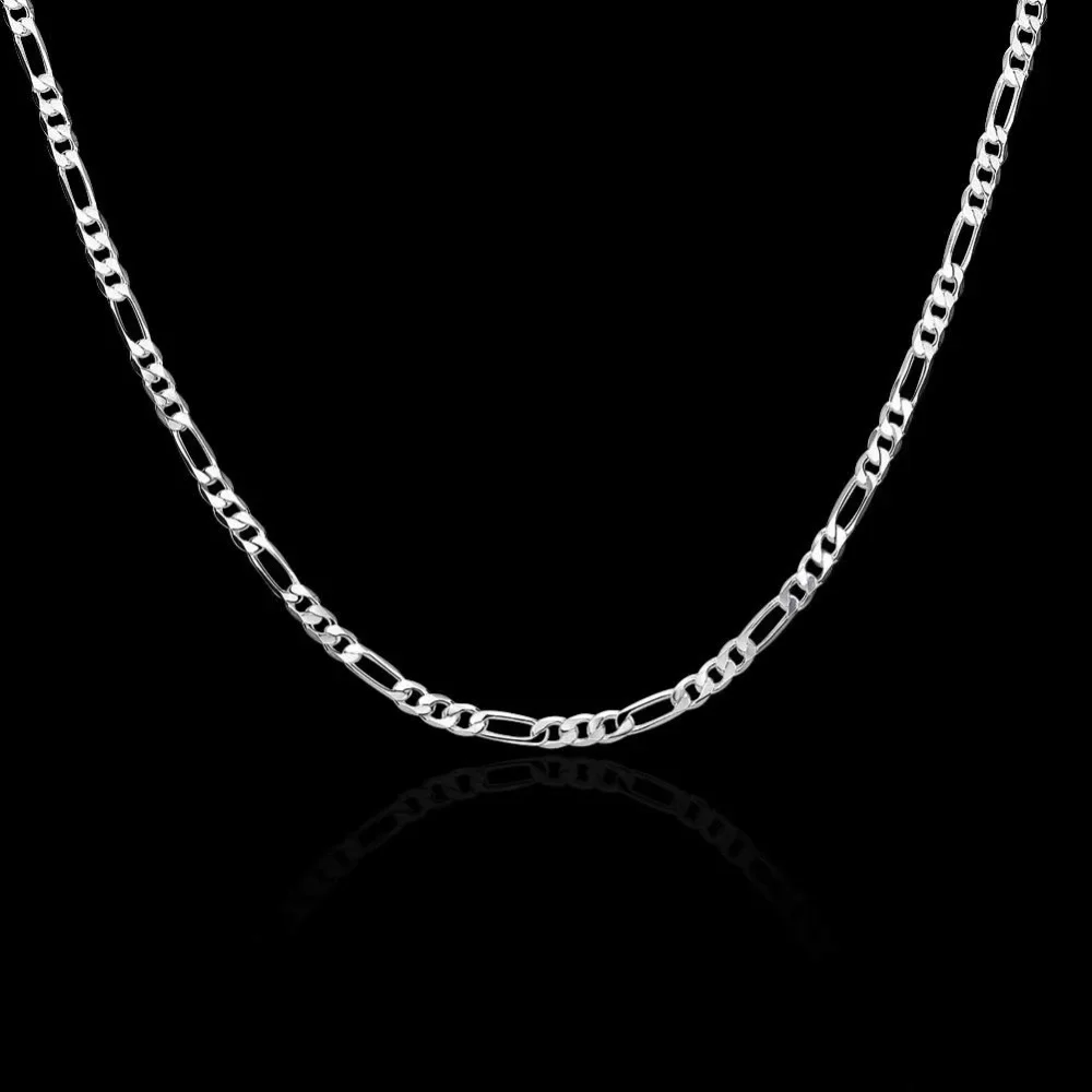 40-75 Cm 925 Silber 4 Mm Figaro Kette Halskette Für Damen Herren Lange Halskette Hip Hop Schmuck Geschenk 40-75 Cm 925 Silber 4 Mm Figaro Kette Halskette Für Damen Herren Lange Halskette Hip Hop Schmuck Geschenk – Bild 6