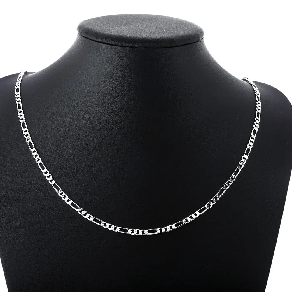 40-75 Cm 925 Silber 4 Mm Figaro Kette Halskette Für Damen Herren Lange Halskette Hip Hop Schmuck Geschenk 40-75 Cm 925 Silber 4 Mm Figaro Kette Halskette Für Damen Herren Lange Halskette Hip Hop Schmuck Geschenk – Bild 4