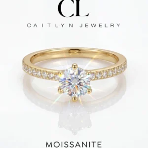Wunderschöner 0,4ct Echter Moissanit-Diamant Einfacher Ring für Damen 925 Sterling Silber Tägliches Tragen Party Hochwertige Feine Schmuckstücke