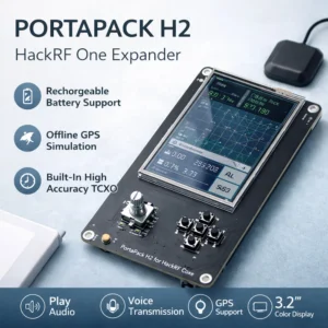 PORTAPACK H2 Touchscreen-Erweiterungsplatine für HackRF One, Akkuladung, TCXO-Takt, Audio-Eingang/-Ausgang, TF-Kartensteckplatz