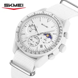 SKMEI 9392 Quarz Chronograph Uhren für Männer und Frauen mit Datum 30M Wasserdicht Sportuhr Modische Nylon-Armbanduhr Geschenke Reloj Mujer