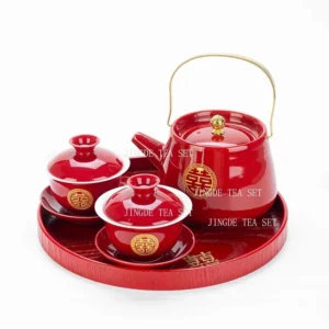 Hohe Qualität Keramik Tee-Set Chinesische Hochzeit Tee Topf Set Teetasse Tradition Rot Porzellan Teekanne Boutique Teegeschirr Zubehör