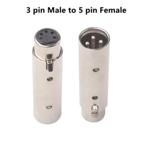 3-poliger XLR auf 5-poliger DMX-Konverter mit Metallgehäuse, Audio-Beleuchtungsadapter, 3-poliger Stecker auf 5-polige Buchse, Bühnen- und Theaterlicht