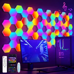 RGB Smart Sechseckige Wand Lampe Farbwechsel Umgebungs Nachtlicht DIY Form Musik Rhythmus APP Für Spiel Zimmer Schlafzimmer Intelligente