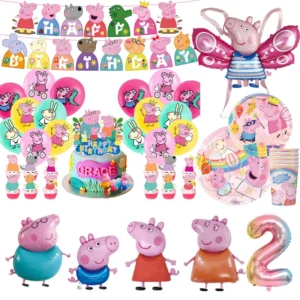 Peppa Pig Geburtstagsparty-Dekoration, George Page Family Ballon für Kinder, Eventzubehör, Geschirr, Banner, Hintergrund, Geschenk, Babyparty