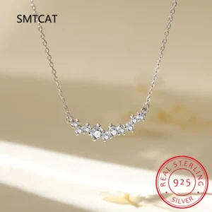 0,9 ct echte Moissan ite Halskette brillante Diamant Lächeln Anhänger Halskette für Frauen Mädchen Hochzeits feier Geschenk Schmuck