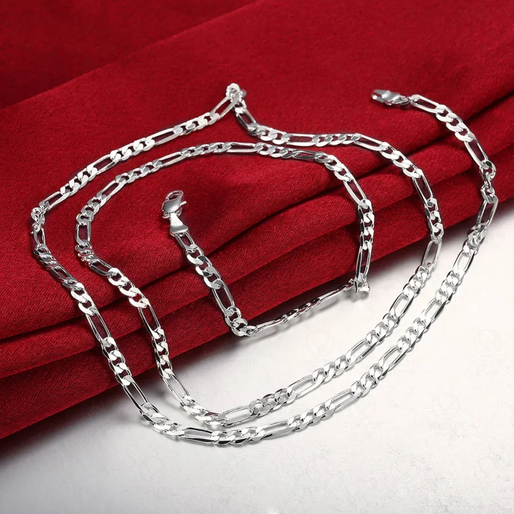 40-75 Cm 925 Silber 4 Mm Figaro Kette Halskette Für Damen Herren Lange Halskette Hip Hop Schmuck Geschenk 40-75 Cm 925 Silber 4 Mm Figaro Kette Halskette Für Damen Herren Lange Halskette Hip Hop Schmuck Geschenk – Bild 3