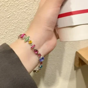 2026 neue Funkelnde Bunte Kristall Armbänder Für Frauen Koreanische Zirkon Metall Kette Armband Partei Schmuck Valentinstag Geschenk